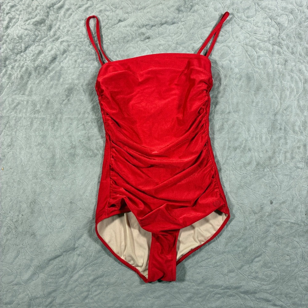 Albion Ballerina One Piece Swimsuit Size S Poppy Cherry Red Pinup Retro